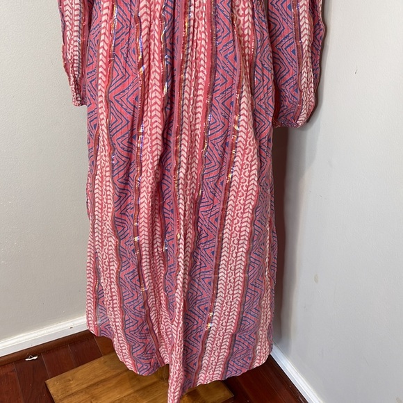 Warm Pink Smocked Striped Maxi‎ Dress 1 - Picture 6 of 10